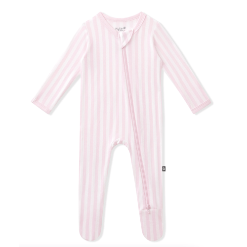 Kyte Baby Zippered Footie in Small Sakura Stripe