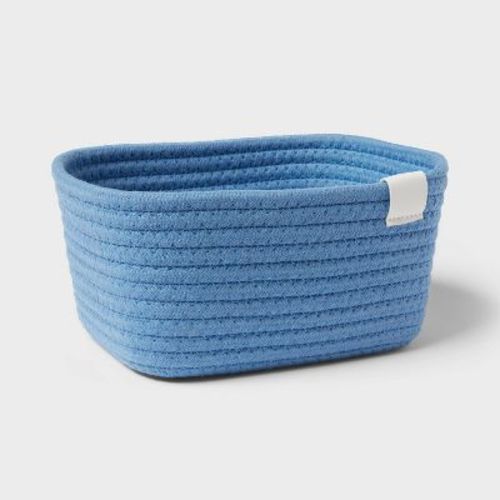 Coiled Rope Basket Blue - Brightroom™: Rectangle, Polyester & Cotton, 4" H x 8" W x 6" D, Spot Clean