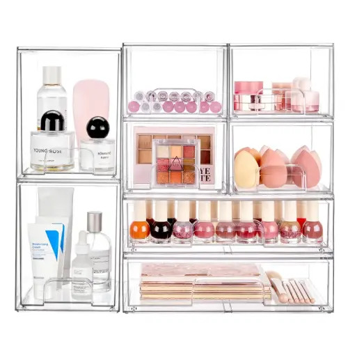 VTOPMART Stackable Storage Drawers Set of 5-8, Clear Plastic - TikTok Shop