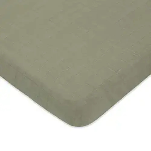 Babyletto 100% Organic Cotton Mini Crib Sheet, GOTS-Certified, Fitted 360°, Ultra-Soft and Breathable Muslin - Matcha Green