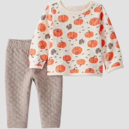 Little Planet By Carter's Organic Baby 2pc Quilted Pumpkin Set - Cream