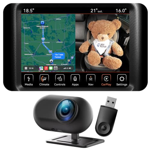 JOYTUTUS Baby Car Camera with Wireless CarPlay Adapter, Baby Car Monitor | 4 Viewing Modes, Rear Seat Monitor on Factory Screen, Auto Reconnect, 150° Wide Angle, Compatible with iPhone iOS 10+