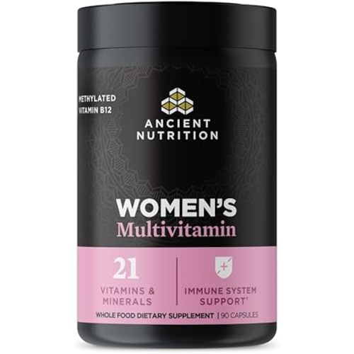 Ancient Nutrition Multivitamin for Women, Multi Women's, Methylated Vitamin D, C, B12, Zinc, Magnesium, Supports Healthy Immune System and Bone Health, 90 Ct