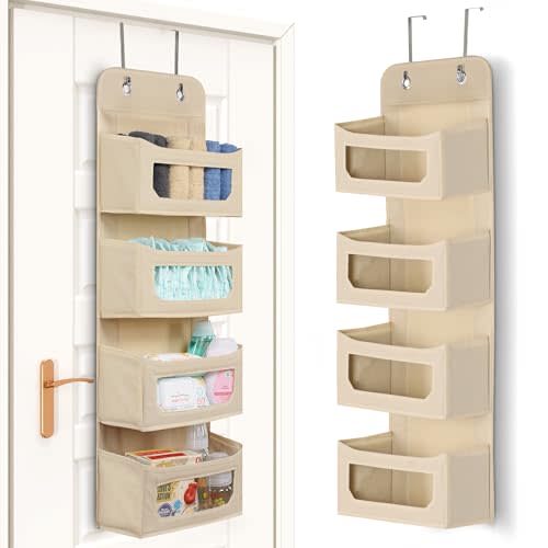 Utopia Home 4 Shelf Hanging Closet Organizers and Storage Organizer for Closet, RV Baby Kids Closet Door Organizers and Storage, Over The Door Organizer Nursery, Bedroom, Beige