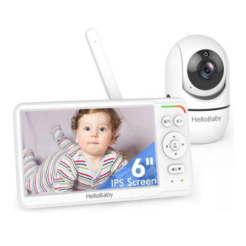 HelloBaby Baby Monitor 6" World First IPS Screen 30H Battery, Secure No WiFi, Pan Tilt Video Camera with Night Vision, VOX, 2-Way Talk, 1000ft, Portable Video Audio Monitor Ideal for Mom, Elderly, Pet