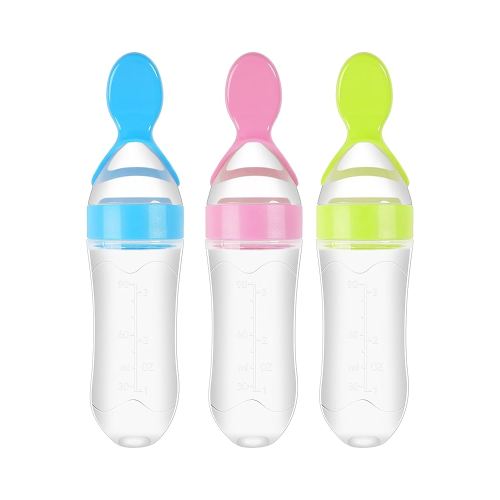 Packit Baby 3-in-1 Silicone Feeder - Dispensing Spoon for Boys, Girls & Toddlers - 3 Oz, 3 Colors