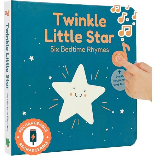 Cali's Books Twinkle Twinkle Little Star Interactive Sound Book for 1 Year Old | USB Rechargeable Music Book for Babies, Toddlers 1-3 and 2-4 with 6 Bedtime Nursery Rhymes - Favorite Lullabies