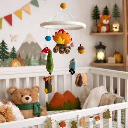 Camping Baby Mobile, Outdoor Adventure, Happy Camper Crib Mobile, Trees & Tent, Backpack, Mini Van,  Baby Shower's Gift, Unique Nursery Gift