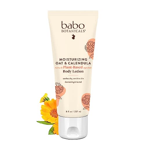 Babo Botanicals Moisturizing Oat & Calendula Body Lotion - for Dry or Sensitive Skin - for All Ages - Vegan - Lightly Scented - 1 or 2 Pack
