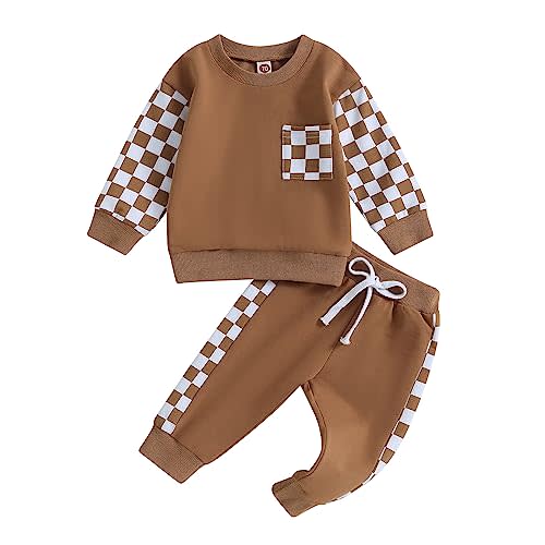 Toddler Baby Boy Fall Outfit Crewneck Long Sleeve Sweatshirt Tops Elastic Pants Jogger Cute Newborn Winter Clolthes Set