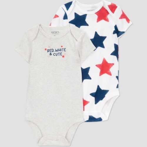 Carter's Just One You® Baby 2pk Stars Bodysuit - Navy Blue/White/Red 6M: Crotch Snap