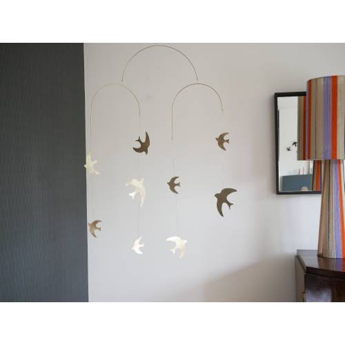 Alya model mobile. Brass bird mobile. Baby room. Interior decoration. To offer. Handmade.