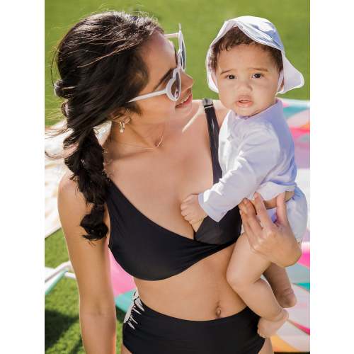 Crossover Maternity & Nursing Bikini Top | Black