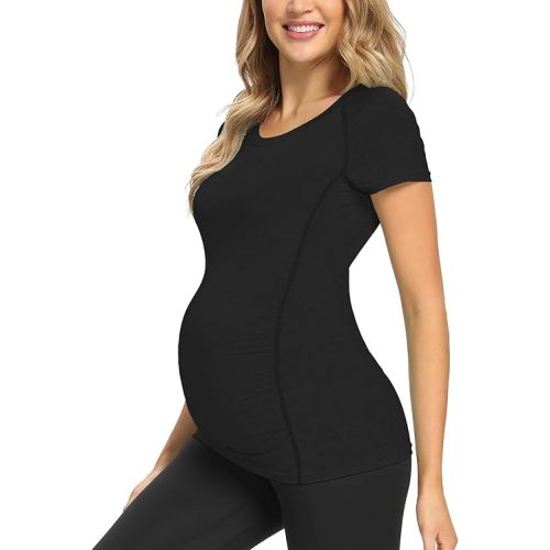 GLAMIX Maternity Active Tops Short Sleeve Yoga Shirts
