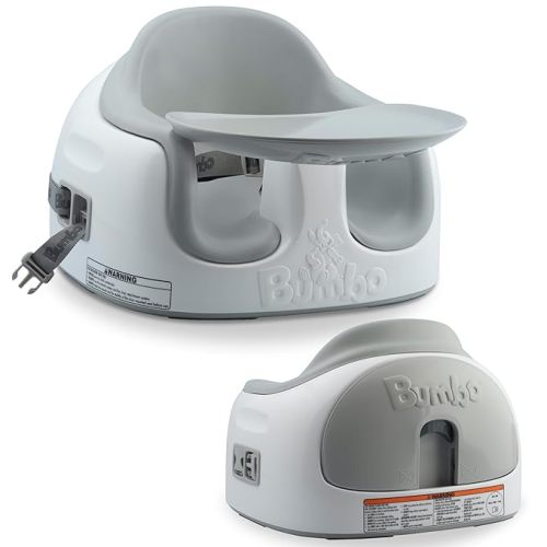 Bumbo 3-in-1 Baby Multi Seat Booster with Feeding Tray, 6-36 Months Old, Cool Grey - High Chair and Floor Seat Accessory for Babies, Infants, and Toddlers