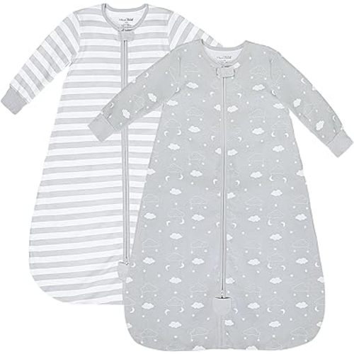 Mama Cheetah Long Sleeve Baby Sleep Sack, 0.5 TOG Organic Cotton Wearable Blanket with Sleeve and Two-Way Zipper, Swaddle Transition Sleeping Bag for Newborn Infant Toddler, 0-6 Months