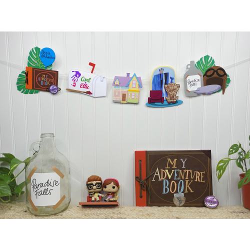 Pixar Up Carl & Ellie Inspired Banner - Up Movie Decorations - Custom Names on Mailbox