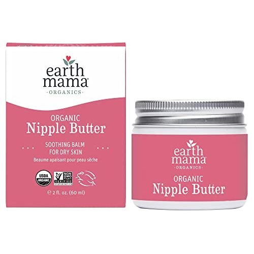 Organic Nipple Butter Breastfeeding Cream by Earth Mama | Lanolin-free, Safe for Nursing & Dry Skin, Non-GMO Project Verified, 2-Fluid Ounce (Packaging May Vary)