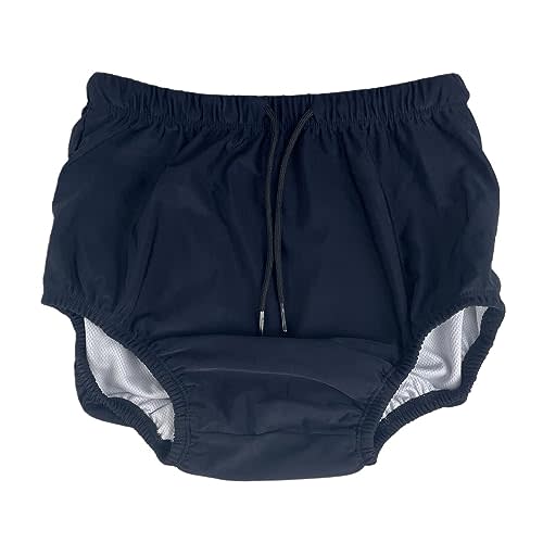 AQX Reusable Adult Swim Diapers Special Needs, Washable Cloth Diapers Leakproof, Swimmers Nappy Trunks Pull Ups for Incontinence Protection Unisex (S, Blue)