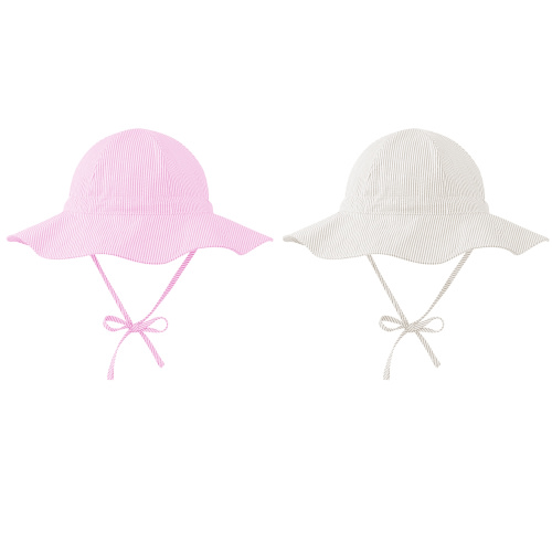 Zando 2 Pcs Sun Protection Baby Sun Hat Sun Protection Toddler Sun Hat Beach Hat Wide Brim Newborn Sun Hat Adjustable 2 Pack Pink & Beige 3-6 Months