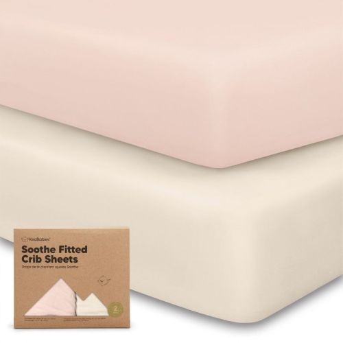 Keababies 2pk Soothe Fitted Crib Sheets Neutral, Organic Baby Crib Sheets, Fits Standard Nursery Baby Mattress (soft White)