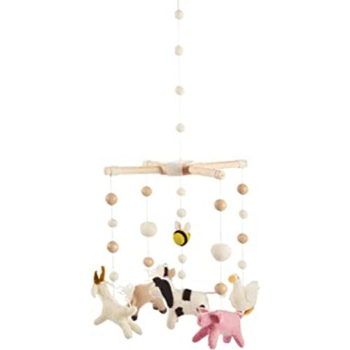 Mud Pie Nursery Crib Farm Animals Mobile, Multicolor