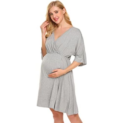 Ekouaer 3 in 1 Labor/Delivery/Hospital Gown Maternity Dress Nursing Nightgown Sleepwear for Breastfeeding S-XXL