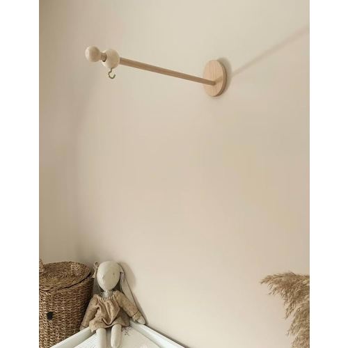 Wooden Crib Mobile Arm, Wall Mounted, Suitable for All Cribs, 100% Natural Beech, Nursery Decor, Baby Room Safe Holder (Natural)