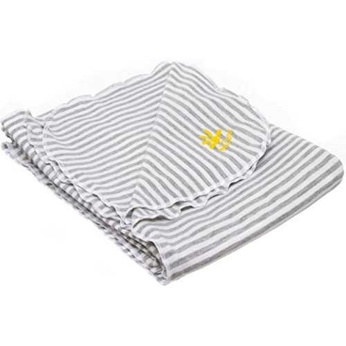 Nozone Baby Blanket, Sun Protective, Soft Rayon from Bamboo, UPF 50+ in White/Grey Stripe