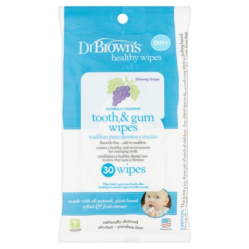 Dr. Brown's Tooth & Gum Healthy Wipes, Naturally Cleaning Oral Care for Babies, 30 Count Tooth & Gum Wipes, 3 Pack