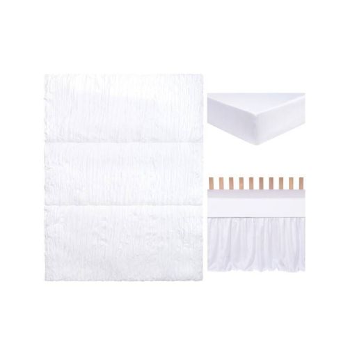 Trend Lab Simply White Baby Nursery Crib Bedding Set - 3pc