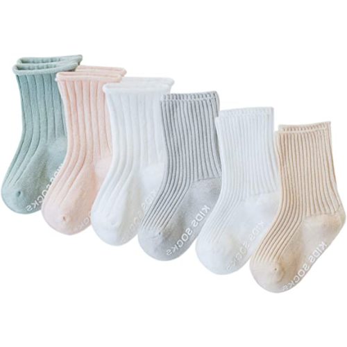 VWU Baby Crew Socks with Grips Unisex Toddler Infant Kids Cotton tube Socks 0-5 Years