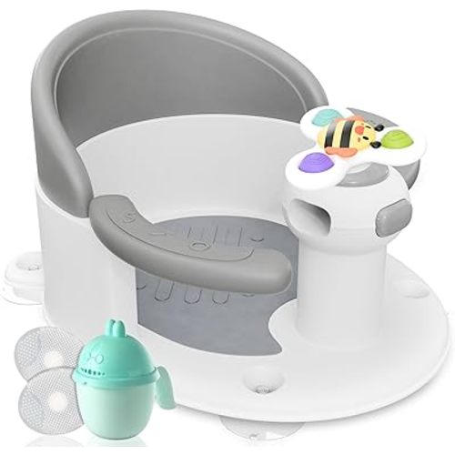 BEBELEH™ Baby Bath Seat for Babies 6 Months & Up - Safe Infant and Toddler Baby Bathtub Seat for Sitting Up - Baby Bath Tub Baby Tub Seat for Shower (Gray)