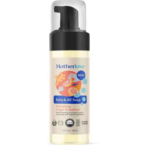 Motherlove Baby & All Soap (5.7 oz) Gentle Foaming All-Purpose Castile Soap Made with Organic Ingredients – Refreshing Ginger Grapefruit
