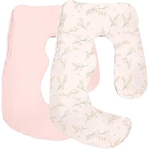 Maternity Pillow Cover ONLY Compatible with Momcozy Pregnancy Pillow (2 Pack Covers-Pillow NOT Included) Soft Breathable Machine Washable Pillowcase