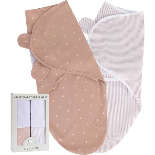 Ely's & Co. Adjustable Swaddles for Newborn, Baby Swaddles 0-3 Months, Swaddle Sack for Baby Girl, 100% Cotton, 2 Pack (Pink Tulip) | for Baby Girl, Adjustable Swaddles, for Newborn, Velcro Swaddle Sack