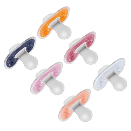 Dr. Brown's Advantage One-Piece Silicone Baby Pacifier, Fully Symmetrical Soother, Blue/Blue/Orange/Pink/Magenta/Orange, 6-18m, BPA Free, 6 Pack