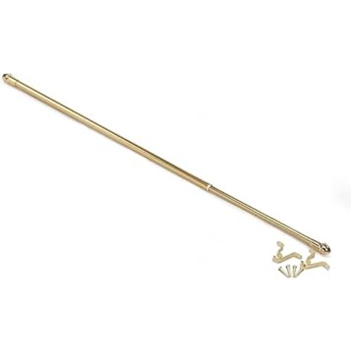 Fantasia Cafe Decorative Window Curtain Rod, 18"- 28" Adjustable Width, 7/16" Diameter, 3/4" Projection - Brass with Matching Finials - Easy to Install Telescoping Rod - Brackets & Hardware Included