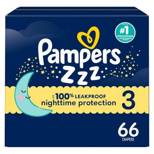 Pampers Overnight Diapers - Swaddlers Overnights - Size 3, 66 Count, Disposable Baby Diaper, Night Time Leak and Skin Protection
