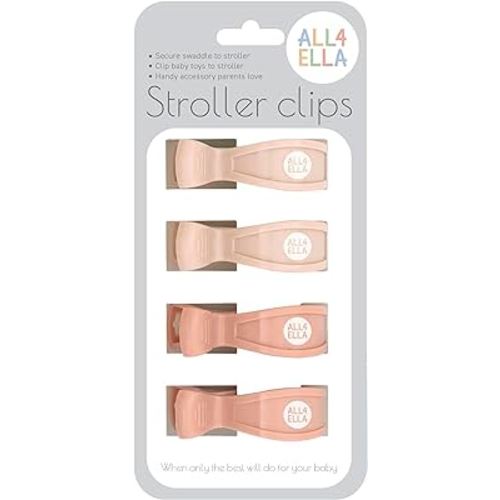 Baby Blanket Stroller Clips (4 Pack) | Hooks Muslin to Stroller | Australian Baby Product | Infant/Toddler | Peach/Cream