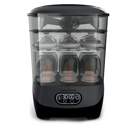 Baby Brezza Bottle Sterilizer and Dryer Advanced – 33% Faster - Largest Capacity Steam Sanitizer - Universal Sterilization Machine for All Bottles + Pump Parts - HEPA Air Filter, Charcoal