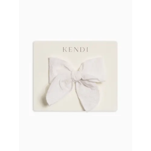 Seersucker Bow Clip - Coconut