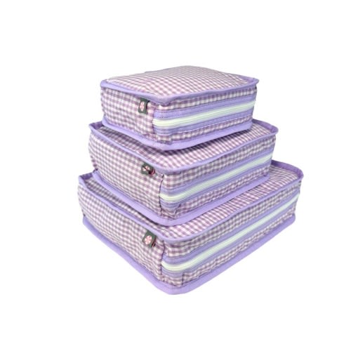 Stacking Pouch Set | Lilac Gingham – Ahava Designs