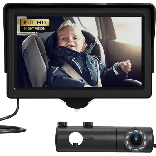 GROWNSY Baby Car Camera, HD Display Baby Car Mirror with Night Vision Feature, 4.3 inch Baby Car Camera with Monitor Wide Clear View, Backseat Camera Rear Facing to Observe Baby’s Every Move