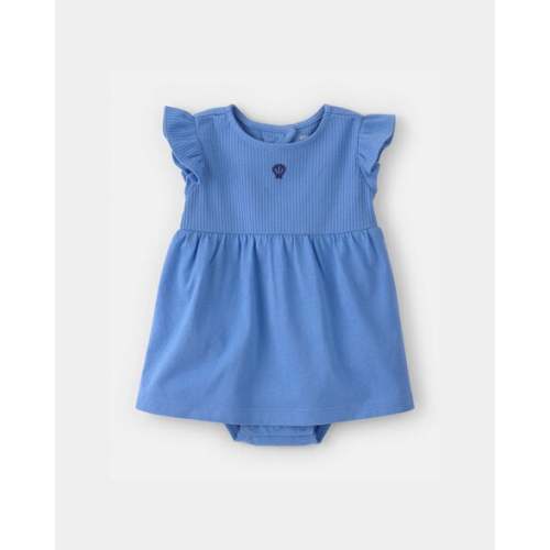 Baby Girl Seashell Short-Sleeve Bodysuit Dress - Blue | 6M