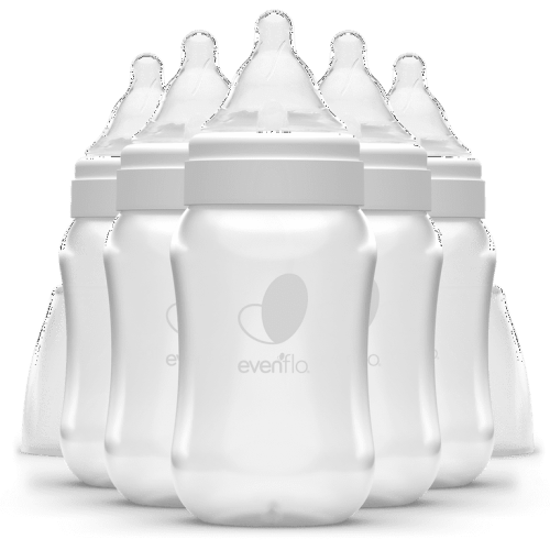 Evenflo Balance + Wide Neck Natural Multi-Pack Set, BPA-Free Plastic Baby Bottles, 9oz, Clear, 6ct