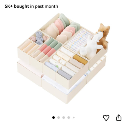 Criusia Drawer Organizer Clothes, 10 Pack Dresser Organizer for Baby Clothes, Underwear, Sock- Foldable Closet Organization and Storage Dividers Bins for Nursery, Bedroom (Beige)