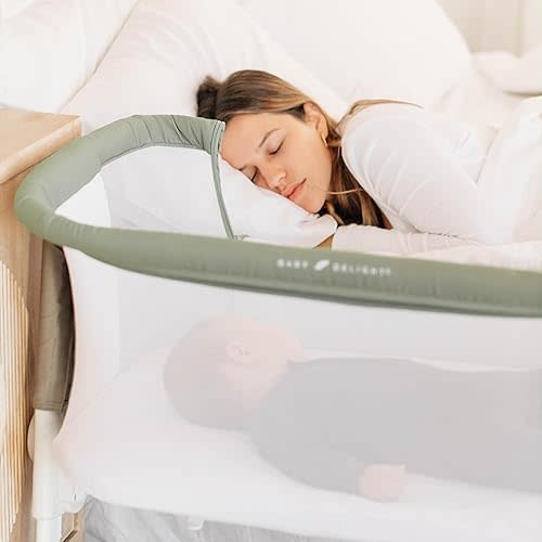 Baby Delight Beside Me Dreamer Bassinet | Bedside Sleeper & Baby Bassinet | 6-Position Height Adjustment | 100% GOTS Certified Organic Cotton Fabric | Organic Sage