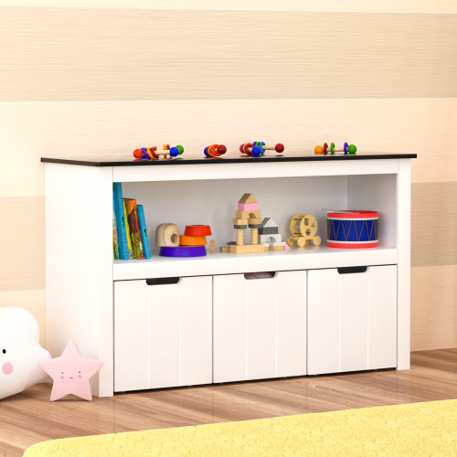 Yaoping Kids Toy Storage Organizer for Kids Room Organizers and Storage, 3 Storage Bins and Open Shelf for Playroom Storage(White)