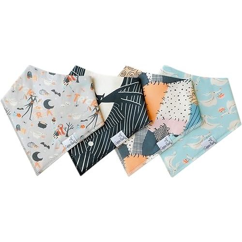 Copper Pearl Baby Bandana Drool Bibs for Drooling and Teething 4 Pack Gift Set Nightmare Before Christmas